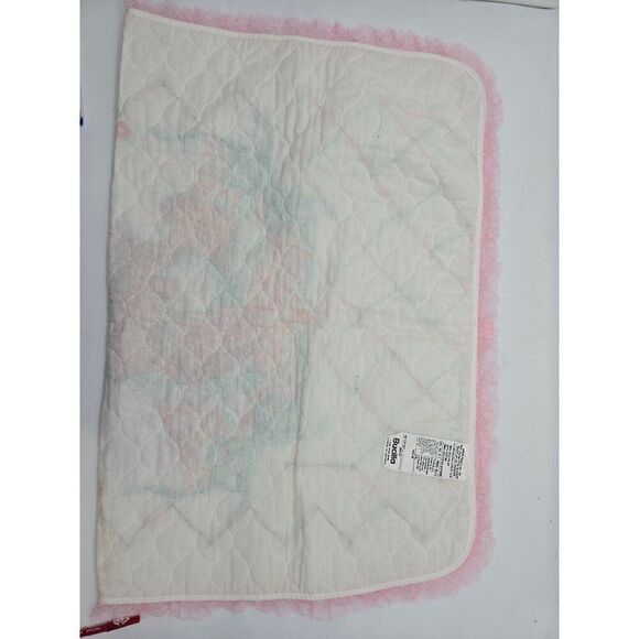 Handmade Embroidered Baby Quilt With Adorable Teddy Bear & Bunny Design - Picture 9 of 11